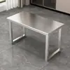 Juego de Mesa de Comedor de Acero Inoxidable para Bares de Snacks, Comedores, Restaurantes, Cafeterías, Tiendas de Té de Leche, Tiendas de Fideos, Mesas y Sillas Rectangulares de Estilo Industrial