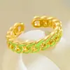 Anillo Abierto de Flor Pequeña con Goteo de Aceite Estilo Ins Transfronterizo Europeo y Americano Joyería de Mano Anillo de Cola Dulce Personalizado