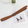 Moda Vintage Feminina Pin Buckle Oval Full Hole Wide Belt coreano All-match Estudante Jeans cinto decorativo Punch-free