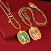 Novo Thangka Dupla Face com Tara Dourada e Verde, Colar Thangka dos Cinco Irmãos, Pingente dos Oito Santos Padroeiros, Pingente Tridimensional Embossado