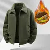 Jaqueta de Algodão Nova Reversível para Homens, Algodão Puro Lavado, Forrada com Fleece, Espessada, Multibolsos, Algodão Puro, para Meia-Idade e Idosos