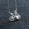 Collar de Bicicleta de Plata de Ley S925 para Mujer Moda Elegante Colgante de Bicicleta de Moissanita Cadena para Clavícula Joyería Popular Transfronteriza