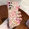 Estuche de teléfono de lujo de nicho, artículo popular de celebridad de internet, estampado de leopardo salvaje, flor rosa acuarela, apto para Samsung S24 Ultra, funda de película