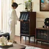 Gabinete Lateral Retro de Madera Maciza Francesa Apartamento Pequeño Lujo Ligero Cajón Gabinete de Tres Cajones Sala de Estar Vitrina Aparador
