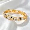 Pulsera Vintage Hueca de Esmalte Floral con Incrustaciones Completas de Diamante, Esmalte de Colores, Pulsera Abierta Estilo Chino, Accesorio de Mano Versátil, Venta al por Mayor desde el Fabricante