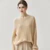 Sensación como de nube, 75% cachemira, 25% seda de morera, suéter fino de punto para mujer, corte holgado, tejido de ochos, capa base
