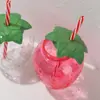 Venta Directa de Fábrica Vaso Desechable de Plástico para Popote Taza para Té de Leche Jugo Bebida Celebridad de Internet Forma Creativa Vaso de Fresa