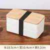 Caixa Bento Japonesa de Camada Dupla Conjunto de Talheres Portátil Caixa de Arroz de Bambu Recipiente para Alimentos com Conservação de Frescor Personalizável com Texto e LOGO