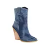Botas Curtas Estampa de Cobra Tamanho Grande Salto Plataforma Sapatos Femininos Europeus e Americanos Exportação 44-1