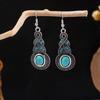 Pendientes de turquesa con borlas bohemias europeas y americanas, pendientes de estilo étnico retro, pendientes de temperamento personalizados, venta al por mayor