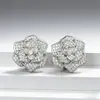 Zhuo Zhifan 2023 nuevos pendientes de camelia con incrustaciones de diamantes de lujo de plata S925 para mujer, exquisitos pendientes de moda que combinan con todo.