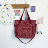 Bolsa de Ombro Grande Capacidade para o Dia a Dia Estilo Japonês Ins Ursinho Fofo Bolsa Tote Retrô Bolsa Transversal para Estudante Aula Reforço