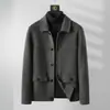Abrigo de lana para hombre corto estilo coreano invierno 2023 abrigo de lana de doble cara engrosado chaqueta casual para hombre