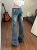 Jeans Americano Retro Cross Rasgado Micro-Flare Feminino Outono Novo Estilo Hot Girl Emagrecedor Calça Flare Rasgada