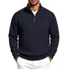 Sudadera de Otoño/Invierno 2026, Nuevo Estilo Americano para Hombre, Tejido Jacquard Texturizado de Peso Pesado, Media Cremallera, Cuello Alto, Corte Holgado, Casual para Viajes al Trabajo