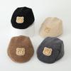 Sombrero de Bebé de Dibujos Animados de Primavera y Otoño Uso Reversible Sombrero Hacia Adelante Boina de Oso Lindo Gorra con Visera de Pana para Niños y Niñas
