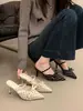 Sandalias de Mujer 2026 Nuevo Estilo Francés Elegantes Puntiagudas Lunares Lazo Cómodas Delgadas Tacones Altos Punta Cerrada