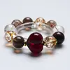 [Ceniza Nocturna Arena Dorada] Cristal Natural Cristal Blanco Oro Negro Super Pulsera para Mujer Más Fácil de Combinar Pulsera de Regalo Al por Mayor