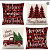 Funda de Cojín Navideña de Dibujos Animados de Papá Noel de Amazon Decoración para Fiesta Navideña Cojín para Sofá Funda de Cojín para Dormitorio Mesita de Noche