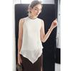 Camisa de Seda Feminina 2025 Primavera e Verão Novo Nicho Seda de Amora Chique Camiseta Sem Mangas Camisa Roupa Exterior Top Slim