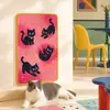 Placa de Arranhar Sisal Gato Preto Estilo Pop Art, Protetor de Parede Durável, Cor de Contraste Rosa, Suprimentos para Arranhar Gato para Parede da Sala de Estar