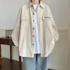 Chaqueta holgada de calle, camisa nueva de moda para hombre, camisa de trabajo bordada de manga larga estilo americano para hombre, pana, colección de otoño