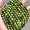 Calcedonia Verde Oliva Turmalina Verde Optimizada Cuentas Redondas Semiacabadas Cuentas Hechas a Mano DIY Pulsera Collar Accesorios Mayoreo