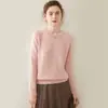 Novo suéter feminino de cashmere puro para outono e inverno, espesso, liso, gola redonda, camada interna quente, base justa ao corpo, suéter de malha