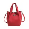 Bolsa de Mão Estilosa de Couro Lichia de Alta Qualidade para Mulheres, Nova Moda Inverno 2025 Bolsa de Ombro Transversal Elegante e Simples