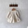 Vestido de Felpa Patchwork de Color Sólido de Otoño 2026 para Niñas con Cuello Medio Vestido Largo de Invierno para Bebé Niña con Forro Polar Vestido Infantil Otoño