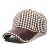 Nueva Gorra de Béisbol Houndstooth M Primavera y Verano Estilo Coreano para Mujer Joven Versátil Estilo Pequeño Fragante Gorra Trasera Abierta para Cola de Caballo