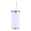 Copo Térmico de Aço Inoxidável para Gelo 20oz Pintado à Mão em Cor Pura com Tampa, Copo para Carro com Conservação de Frio para Exportação, Montado em Carro