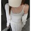 Camisola Interior de Encaje Blanco para Mujer 2025 Verano Nuevo Estilo Fondo Exterior Sin Mangas Sexy Top de Alta Gama