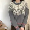 Estilo Coreano y Japonés Nuevo Otoño e Invierno 2025 Suéter Jersey de Punto Grueso Suelto Jacquard Suave Estilo Perezoso Cuello Redondo para Mujer