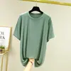 Camiseta Masculina Modal Cor Sólida Fina Verão Gola Redonda Manga Curta Camisa Base Simples Top Esportivo Tamanho Grande Solta