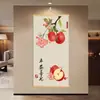 Pintura de Decoração de Entrada com Tema de Caqui, Pintura de Nove Peixes com Caractere da Sorte Estilo Chinês Novo, Arte de Parede que Atrai Riqueza, Pintura Pendurada Tudo Corre Bem