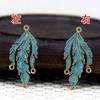 60589-1 Joyería de Estilo Antiguo DIY Cobre Goteo de Aceite Hecho a Mano Horquilla Corona para el Cabello Material Accesorios Pendientes de Hoja 13*29mm