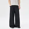 Calças casuais listradas plissadas para homens e mulheres, marca trendy vintage de outono, calças compridas fluidas, calças compridas largas estilo americano