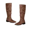 Botas altas de punta para mujer para otoño e invierno, de importación, tacón medio cuadrado, estilo equitación, color liso, cremallera lateral, versátiles, suela de goma, antideslizantes