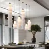 Tela de Seda Nórdica Bambú Candelabro Habitación Modelo Tatami Creativo Largo Distintivo Bambú Linterna Larga Nuevo Estilo Chino
