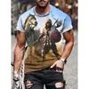 Amazon manga curta 2024 verão aranha besta impressão digital moda camiseta solta pulôver gola redonda leite seda