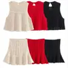 Roupas Femininas Europeias e Americanas Transfronteiriças AliExpress Venda Quente Moda Casual Tricô Vazado Sem Mangas Conjunto