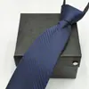 Gravata Masculina Formal de Zíper, Gravata Preta Estilo Coreano com Listras Azuis para Noivo