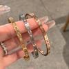 Pulseira de Aço Titânio com Numerais Romanos e Cristais, Estilo Fashion Transfronteiriço com Toque de Luxo, Pulseira de Aço Inoxidável com Fecho para Mulheres Coreanas, Que Não Desbota