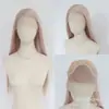 Peluca Sintética de Moda Europea y Americana para Comercio Exterior, Blanca con Encaje Frontal, Cabello Largo Recto Blanco Leche