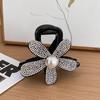 Horquilla con forma de flor de perla y diamante para mujer, con temperamento, con forma de disco para la parte posterior de la cabeza, pinza para el cabello con forma de tiburón, mediana, con tasa de interés 2024