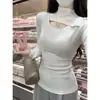Fotos reais, preços reais. Outono e inverno estilo coreano elegante justo com recortes gola alta parcial manga longa camiseta base top