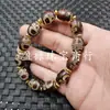 Pulsera de Jade con Cuentas Dzi de Ágata Estilo Antiguo con Diente de Tigre, Nueve Ojos, Tres Ojos, Cuenta Dzi de Noble y Pulsera de Jade Passepartout