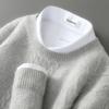 Suéter de lana pura con cuello redondo grueso para hombre, suéter holgado de cachemira, suéter básico informal, otoño e invierno, nuevo