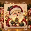 Série Temática de Natal 5D Cruzada Pintura com Pérolas Pintura com Strass Kit de Material para Pintura com Diamantes Papai Noel de Natal Quadro Esticado Bordado com Diamantes
